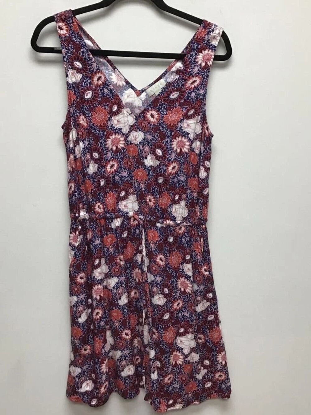 Hinge Women's Multi-Colored Floral Drawstring Sleeveless Fitted Dress